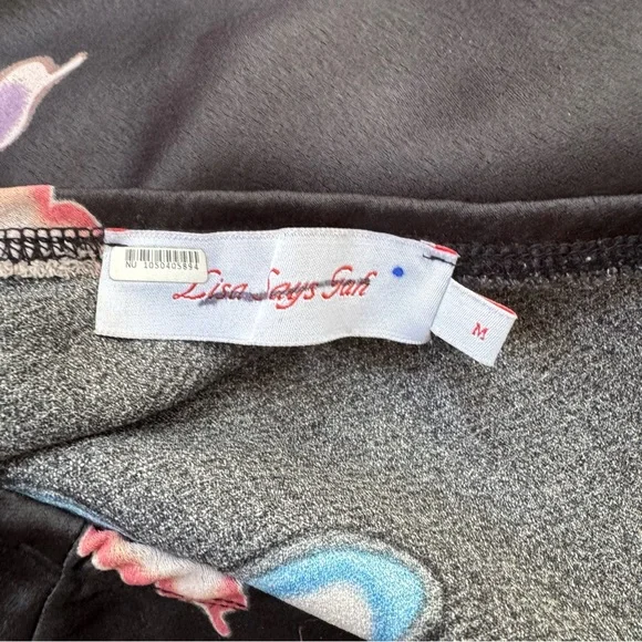 Lisa Says Gah Michelle Butterfly Mini Skirt Satin Black Medium - Picture 5 of 12